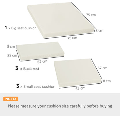 Outsunny Outdoor Cushion Pad Set for Rattan Furniture, 7 Piece Garden Furniture Cushions ONLY, Cream