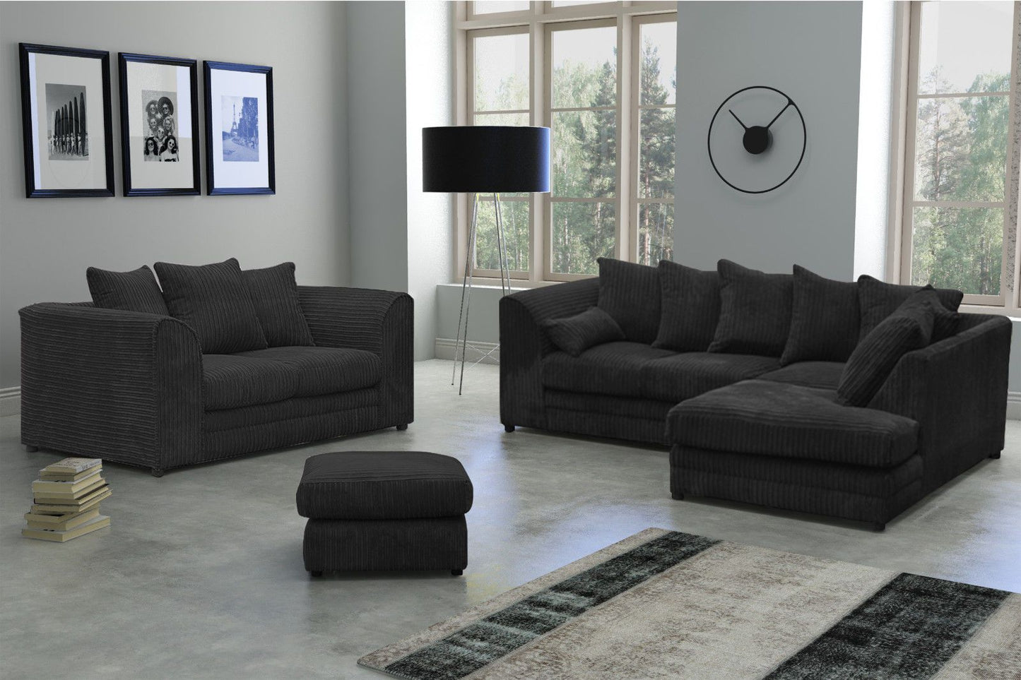 Desmond Jumbo Cord Corner Sofa - Grey and Other Colours