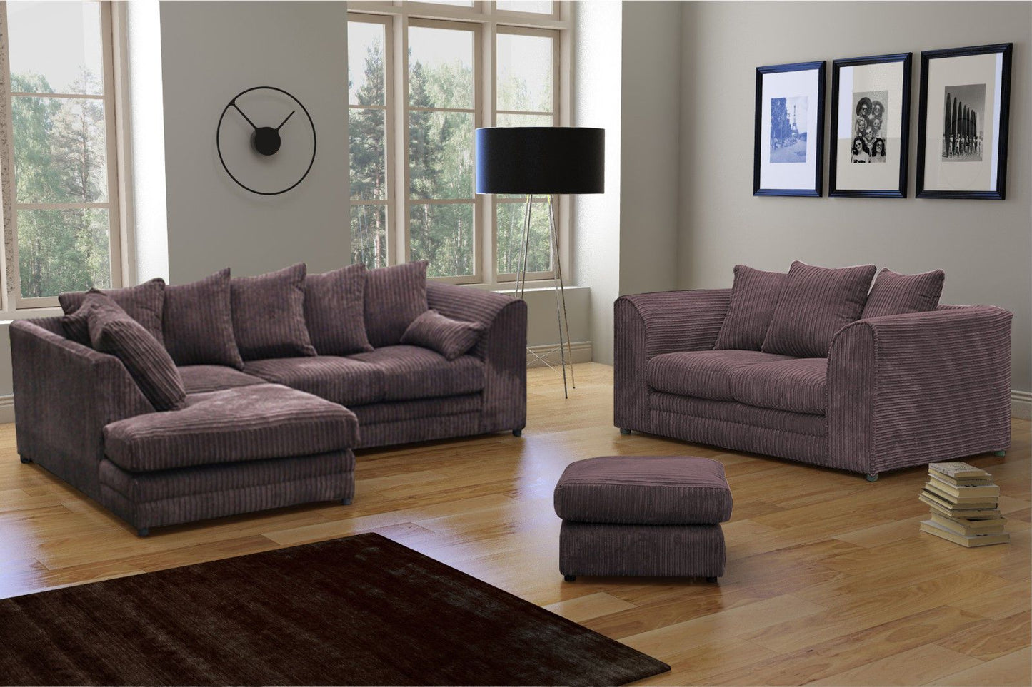 Desmond Jumbo Cord Corner Sofa - Grey and Other Colours