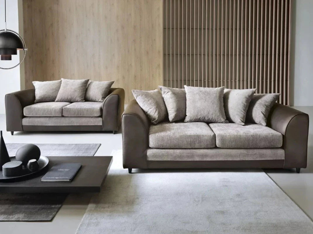 Sofa Linacre 2 + 3 osobowa – brązowo-beżowa