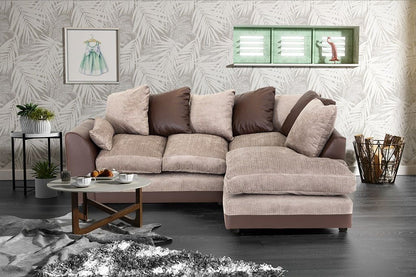 Dylan Chenille Fabric Corner Sofa in Black and Grey