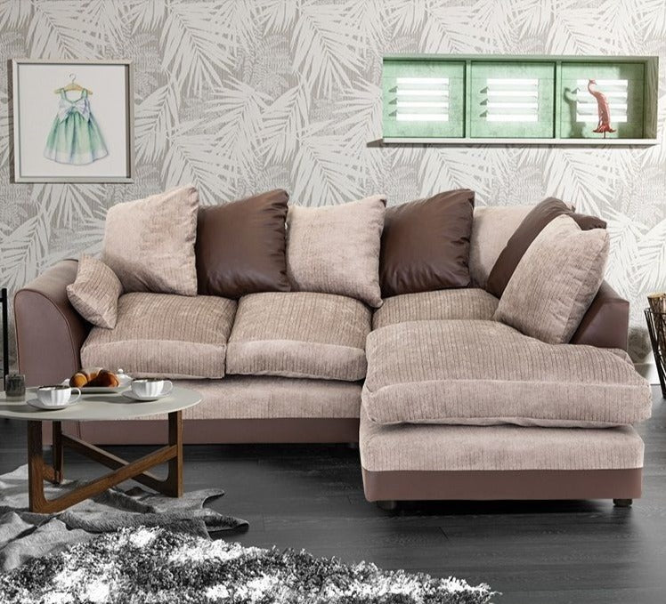 Dylan Chenille Fabric Corner Sofa in Black and Grey