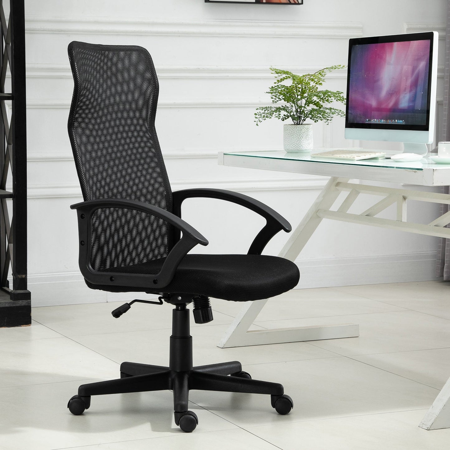 Vinsetto Plastic High Back Home Office Chair Black