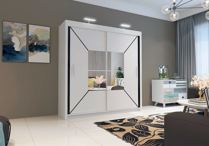 Nicole Mirrored Sliding Wardrobe - White