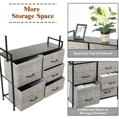 Fabric Storage Organizer with Clothes Rack and Drawers
