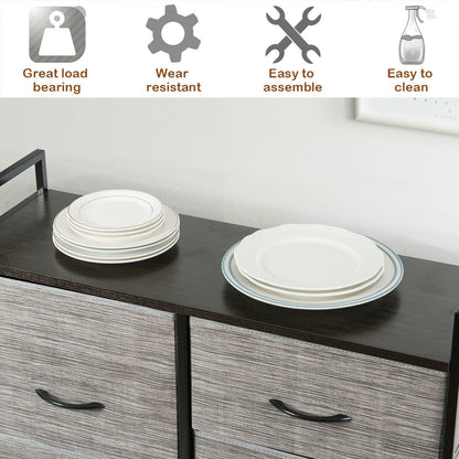 Fabric Storage Organizer with Clothes Rack and Drawers