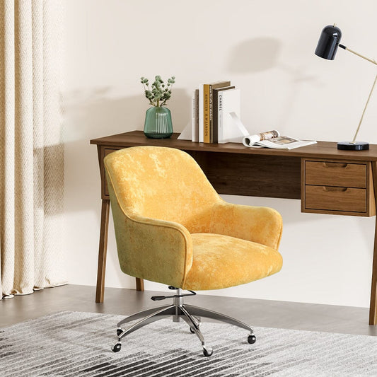 Velvet Upholstered Wheeled Swivel Office Chair