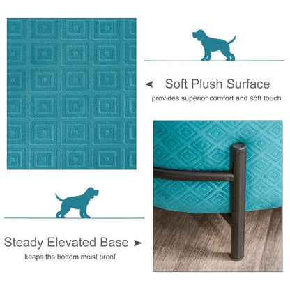 PawHut Pet Sofa Cat or Small Sized Dog Bed W/ Removable Seat Cushion Solid Metal Base, Teal