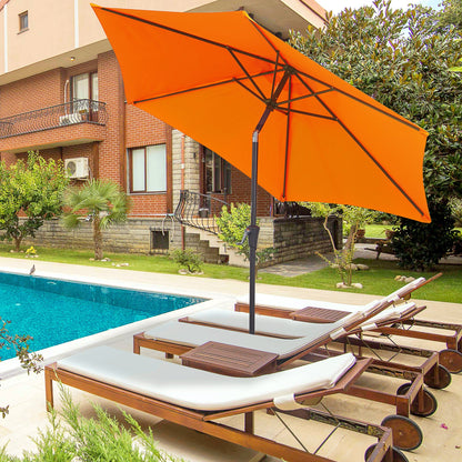 Outsunny 2.6M Parasol ogrodowy z pochylanym i korbowym uchwytem, ​​zewnętrzny parasol przeciwsłoneczny z aluminiową ramą, pomarańczowy