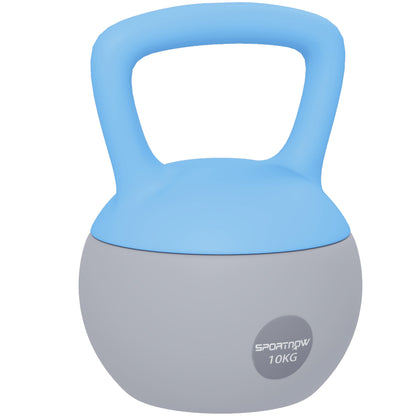 SPORTNOW 10KG Soft Kettlebell, Kettlebell with Non-Slip Handle for Home Gym, Weight Lifting, Strength Training, Light Blue/Grey
