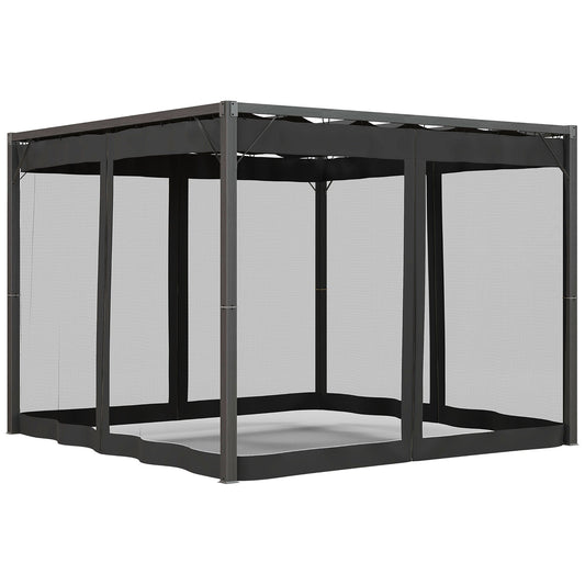 Outsunny 3 x 3m Aluminium Frame Pergola, with Retractable Roof - Dark Grey