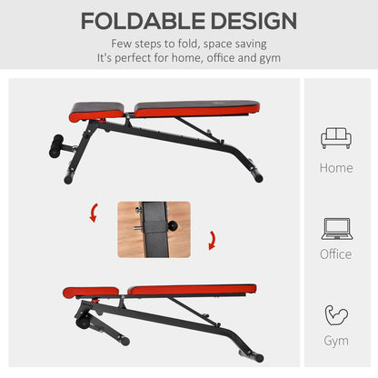 HOMCOM Sit-Up Dumbbell Bench قابل للتعديل ومقعد خلفي قابل للطي بتصميم قابل للطي