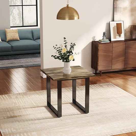 Solid Wood Rectangular Dining Table with Metal Legs