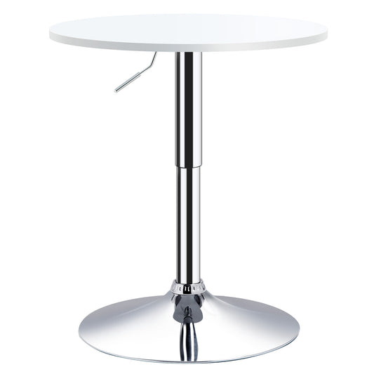 HOMCOM Bar Table _60cm Adjustable Height Round Bistro Table w/ Swivel Top Metal Frame Counter Surface Stylish Kitchen Conservatory White