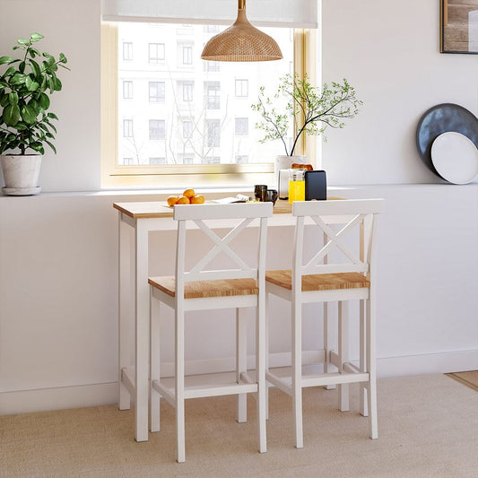 Rustic Wooden Bar Table and Stools Set