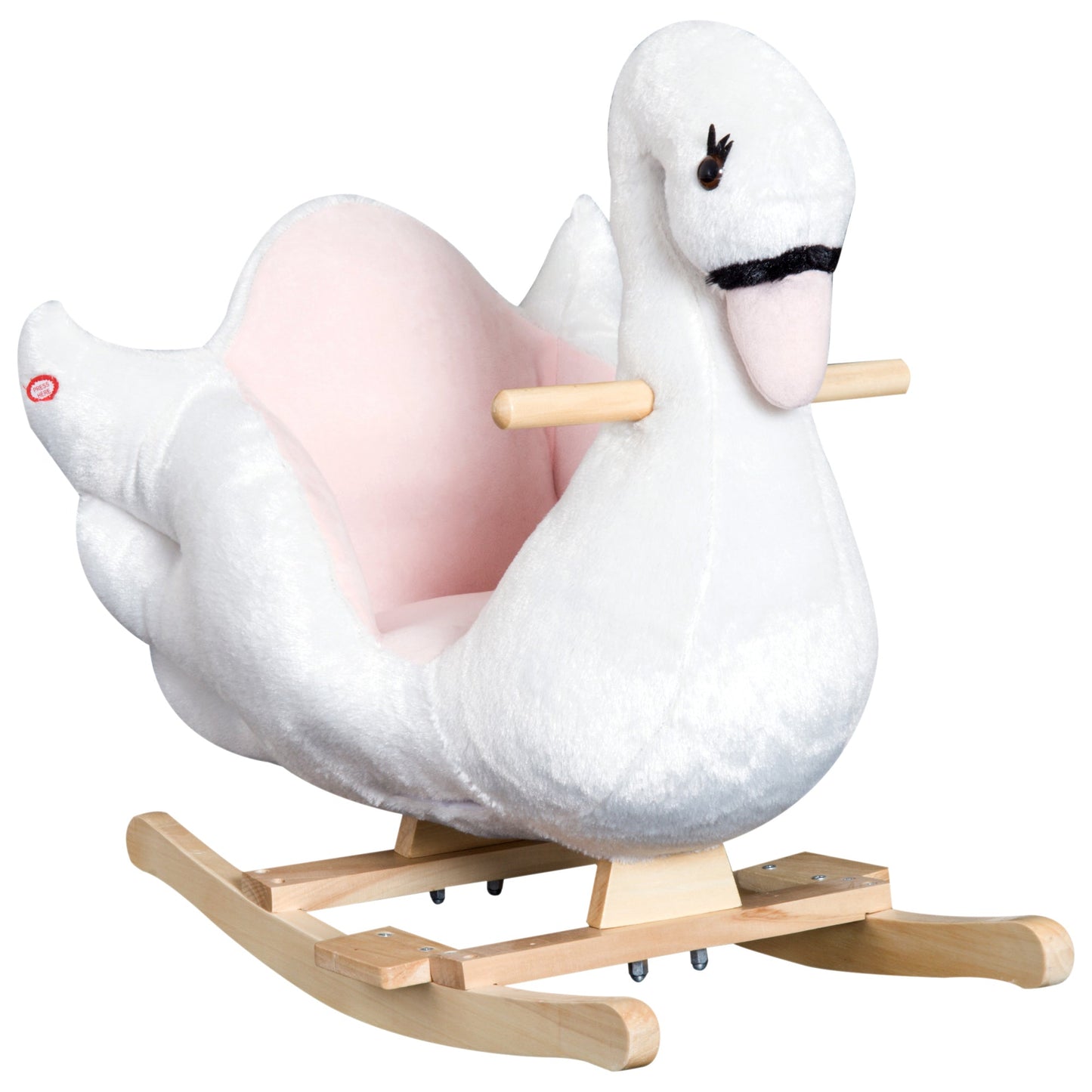 Swan Rocking Horse Kids Wooden Ride On Plush Toy With Music