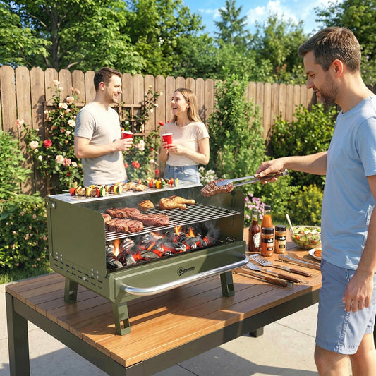 Outsunny Portable BBQ Grill in Green, image 2