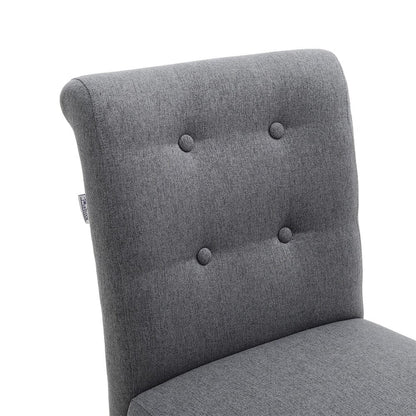 Set of 2 Contemporary Buttoned Accent Dining Chair Studded Rim Blue/Grey