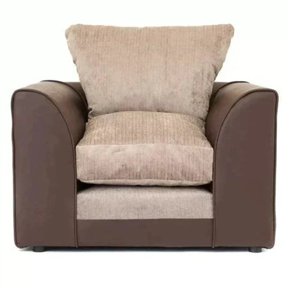 Aruba Brown and Beige Chenille Fabric Corner Sofa