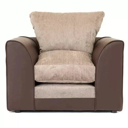 Aruba Brown and Beige Fabric 3 Seater Sofa