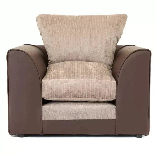 Aruba Brown and Beige Fabric 2 Seater Sofa