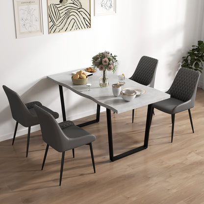 HOMCOM Set of 4 Quilted PU Leather Dining Chairs with Metal Frame 4 Legs Foot Caps Home Seating Modern Stylish Executive, Grey