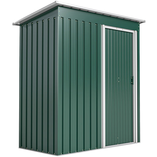 Outsunny 5 x 3ft Garden Storage Shed with Sliding Door and Sloped Roof Outdoor Equipment Tool, Green