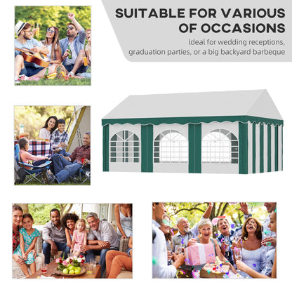 6 x 4m Garden Gazebo with Sides, Galvanised Marquee Party Tent with Six Windows and Double Doors, for Parties, Wedding and Events