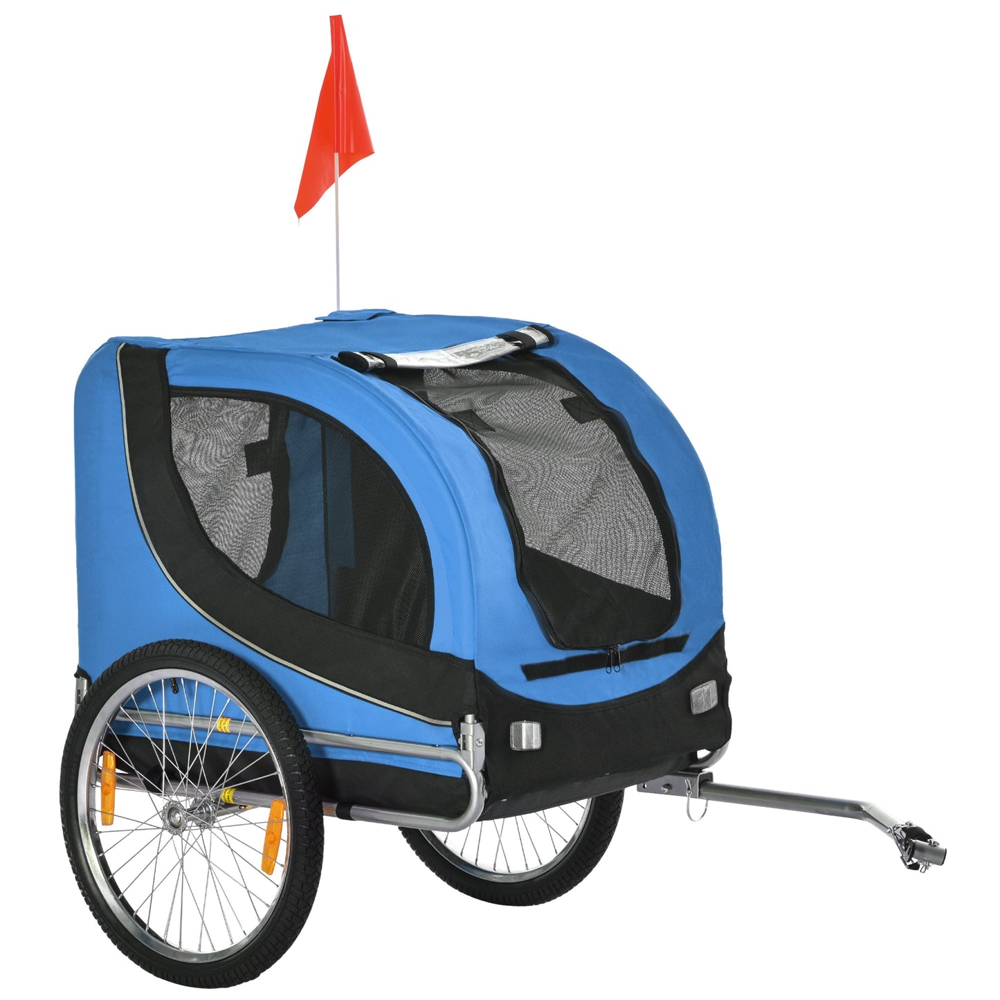 Pawhut Dog Bike Trailer Folding Bicycle Pet Trailer W/Removable Cover-Blue