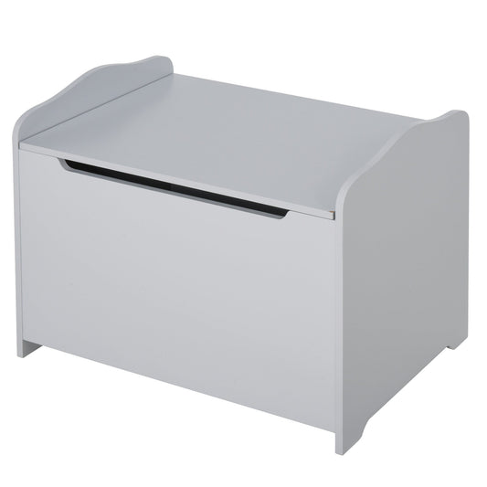 HOMCOM Wooden Kids Toy Box Children Storage Organizer Chest Safety Hinge Playroom Furniture Grey