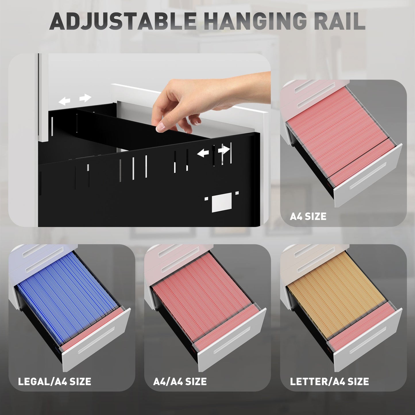 Vinsetto Three-Drawer Steel Filing Cabinet - White