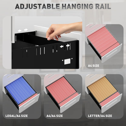 Vinsetto Three-Drawer Steel Filing Cabinet - White