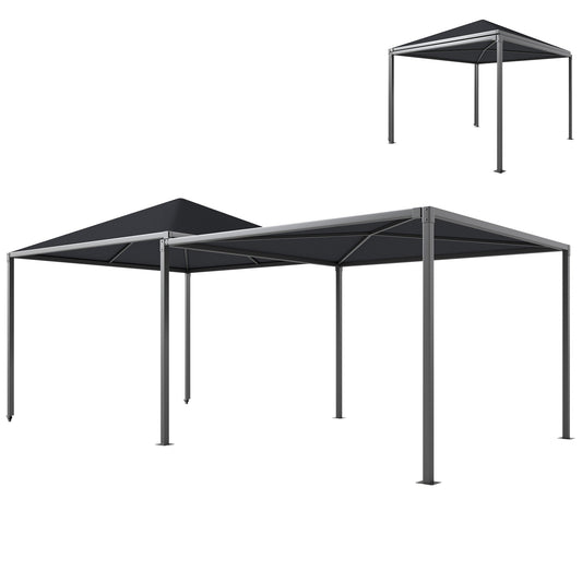 Outsunny 3 x 6m Garden Gazebo with Extendable Awning and Wheels,√Ç UPF30+ Outdoor√Ç Metal Gazebo√Ç Canopy√Ç Shelter√Ç for BBQ, Event, Party