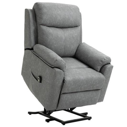 HOMCOM Faux Leather 70 Electric Riser Recliner Chair - Grey