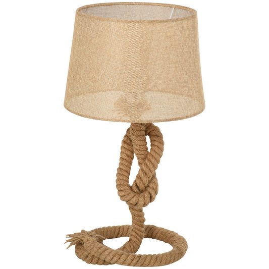 HOMCOM Lampa stołowa w stylu marynistycznym z abażurem z tkaniny, metalowa rama, wyłącznik zasilania, 54 cm Lampa biurkowa do domu, sypialnia, salon, gabinet, podstawa E27, beżowa