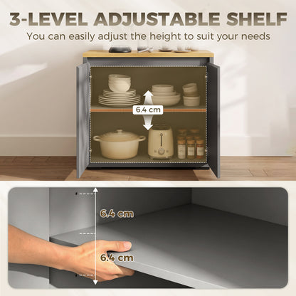 HOMCOM Kitchen Sideboard, Storage Cabinet with Double Doors and Adjustable Shelf for Living Room, Entryway, Grey