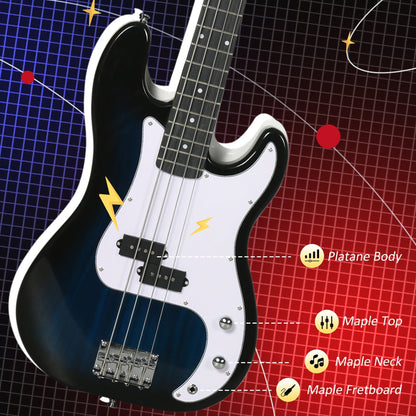 SPORTNOW 4 String Full Size Electric Bass Guitar for Beginners