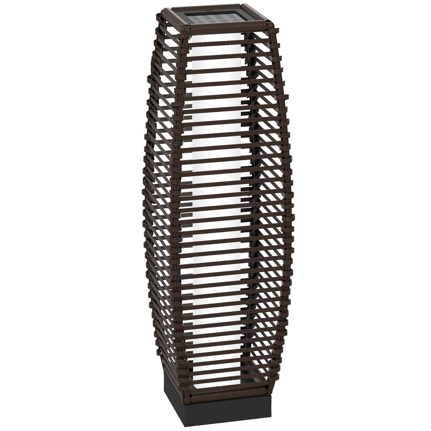 Outsunny Rattan Solar Floor Lamp,  68cm Tall Outdoor Garden Lantern Pathway Light & Decorative Lighting with Auto On/Off LED Lights, IP44, for Porch, Yard, Courtyard, Deck, Brown