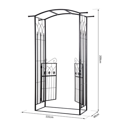 Outsunny Metal Frame Outdoor Garden Entrance Arch w/ Gate Black