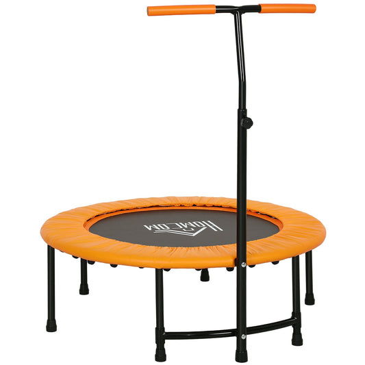 HOMCOM 40" Fitness Trampoline with Adjustable Handle, Rebounder Trampoline, Mini Jumper for Indoor Exercise Workout, Orange