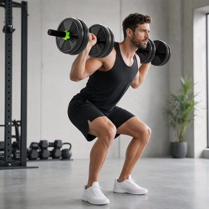 SPORTNOW 15 kg 3-in-1 Adjustable Dumbbell & Barbell Set with EZ Bar, Connecting Rod and Non-Slip Grip for Home Gym, Green