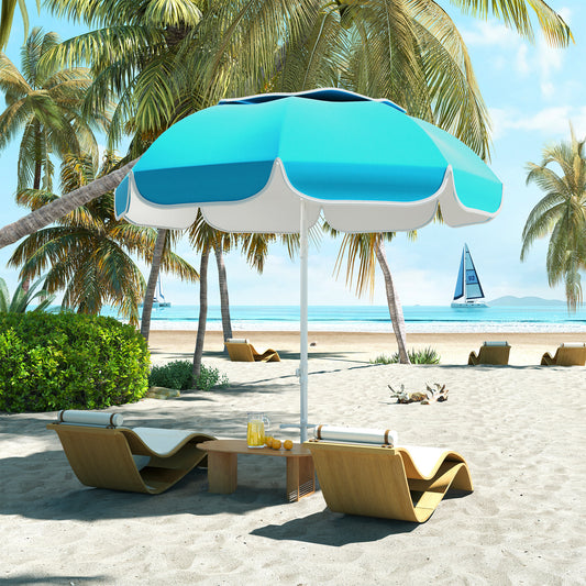 Outsunny Parasol plażowy przenośny z kotwicą piaskową, torba transportowa, regulowana wysokość i nachylenie, ochrona UV UPF50+, niebieski