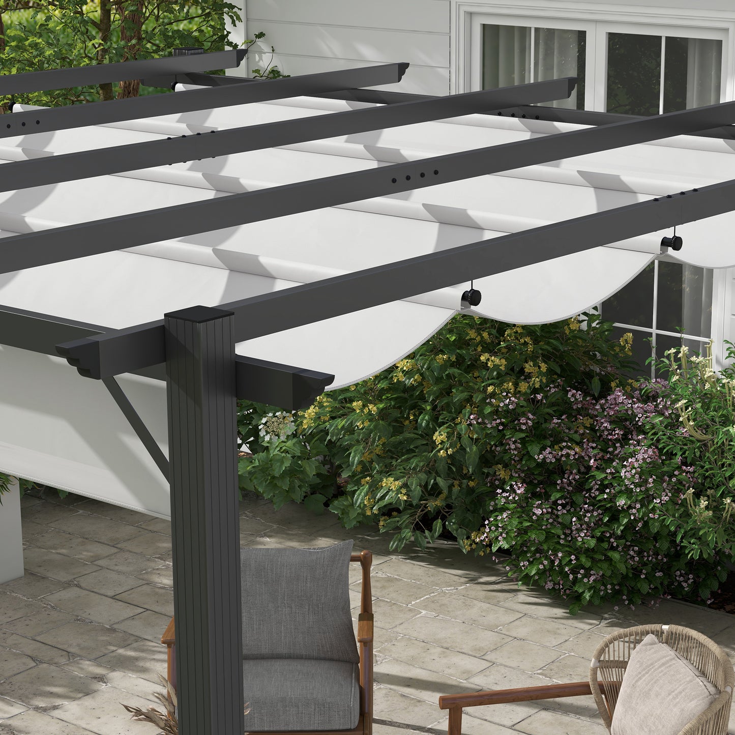 Outsunny 3 x 3(m) aluminiowa pergola markiza altana zewnętrzna osłona przeciwsłoneczna namiot imprezowy grill, jasnoszary