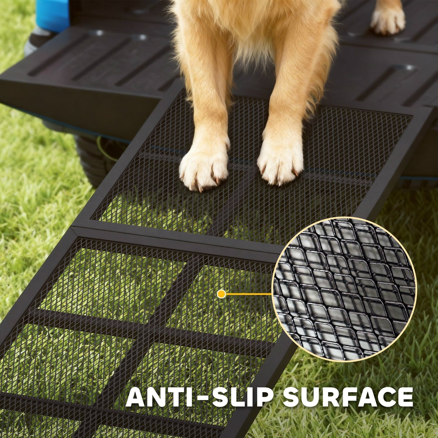 PawHut 191 x 20cm Dog Ramp for Car, Extra Long Pet Stairs with Non-Slip Surface, for Large Dogs, Black