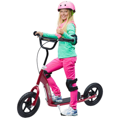 Teen Push Scooter Kids Children Stunt Scooter w/ 12" EVA Tyres, Red