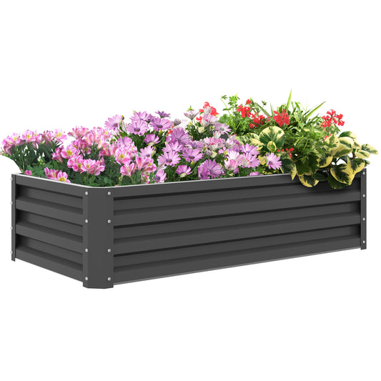 Skrzynia ogrodowa Outsunny Rectangle Raised Garden Bed Box z ramą ze stali odpornej na warunki atmosferyczne, na warzywa, kwiaty i zioła, 120 cm x 60 cm x 30,5 cm, jasnoszary