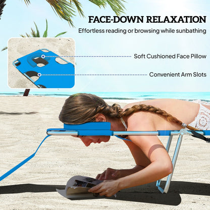 Outsunny Foldable Sun Lounger with Reading Hole - Blue