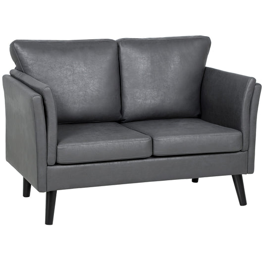 HOMCOM Two-Seater Leathaire Sofa - Grey