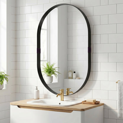 HOMCOM Wall Mirror, Bathroom Mirror with Elevated Aluminium Alloy Frame, 60 x 90 cm, Black