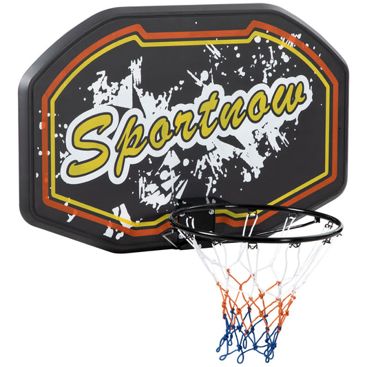 SPORTNOW Wall Mounted Basketball Hoop, Mini Basketball Hoop and Backboard Set for Teenagers and Adults, Outdoors and Indoors Door and Wall Use, Red and Yellow